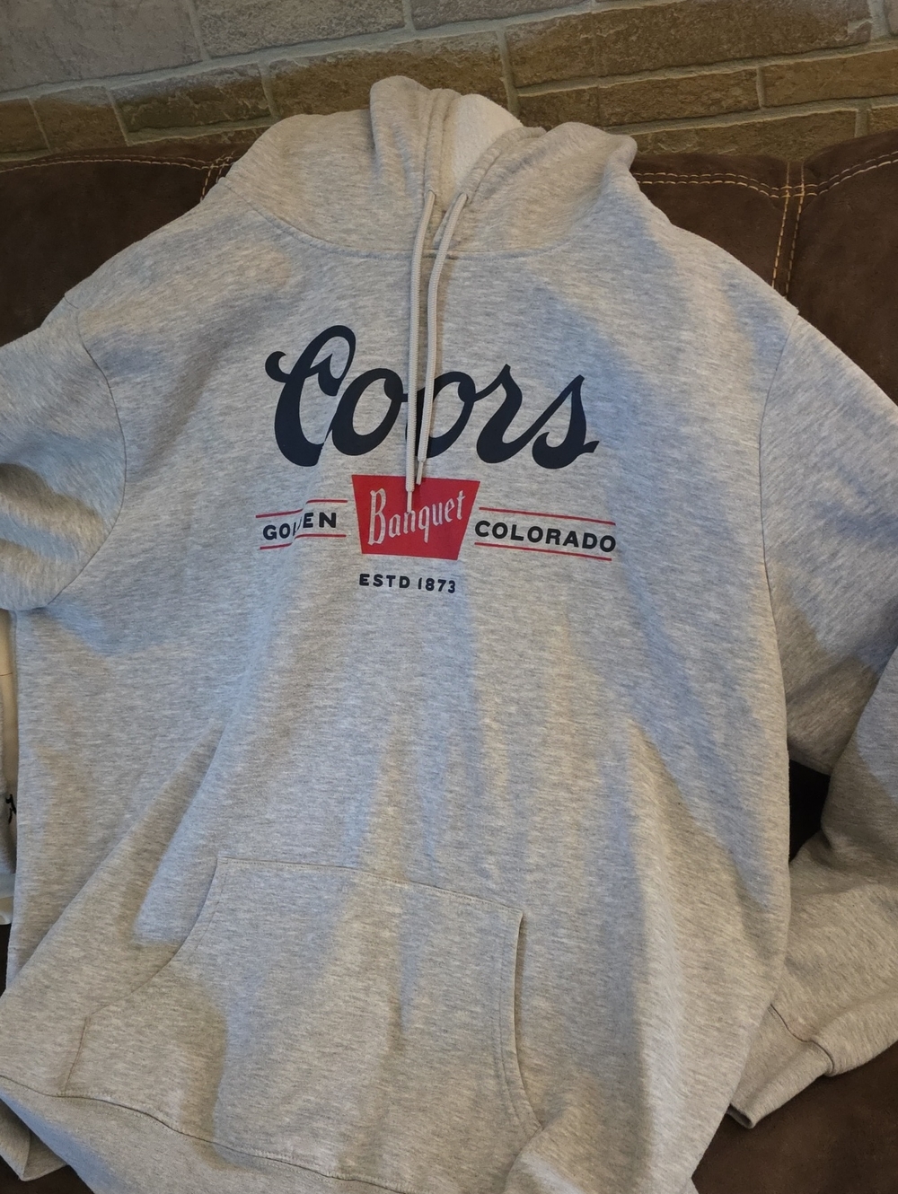 Men’s Light Gray Coors Beer Pullover Hoodie XXXL